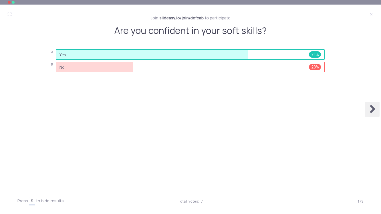 Example of Multiple choice activity on slideasy