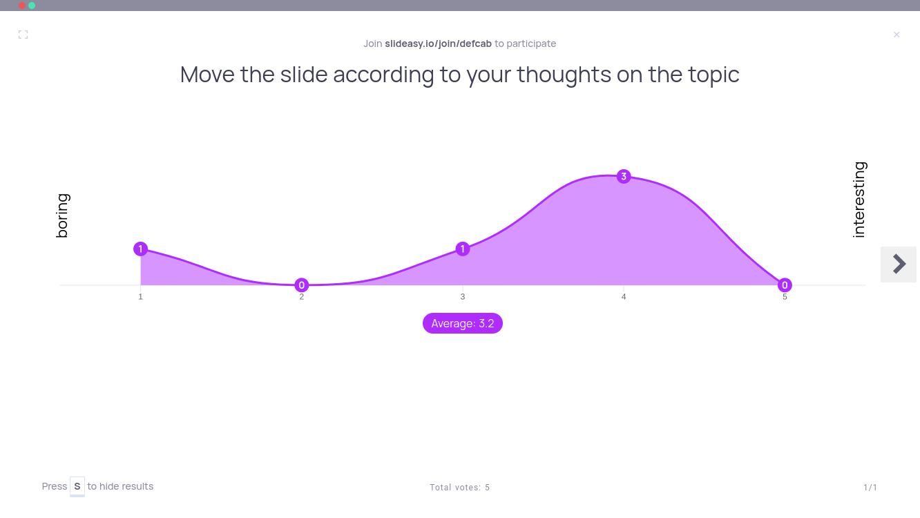 Example of Sliders & Scales activity on slideasy